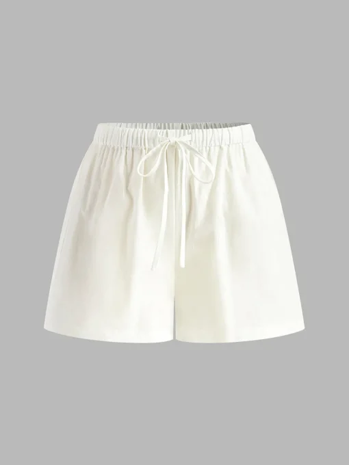COMMENSE Shorts Sets|Shorts^Drawstring Split Casual Shorts Set White