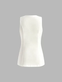 COMMENSE Shorts Sets|Shorts^Drawstring Split Casual Shorts Set White