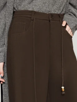 COMMENSE Pants|Bottoms^Drawstring Wide-Leg Draped Pants DarkBrown