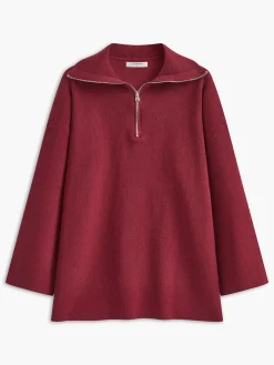 COMMENSE Pants Sets^Drawstring Zipper Sweater Pants Set Burgundy