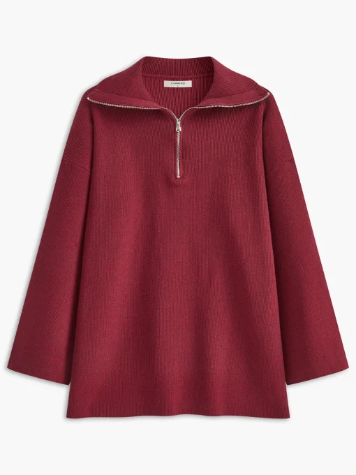 COMMENSE Pants Sets^Drawstring Zipper Sweater Pants Set Burgundy