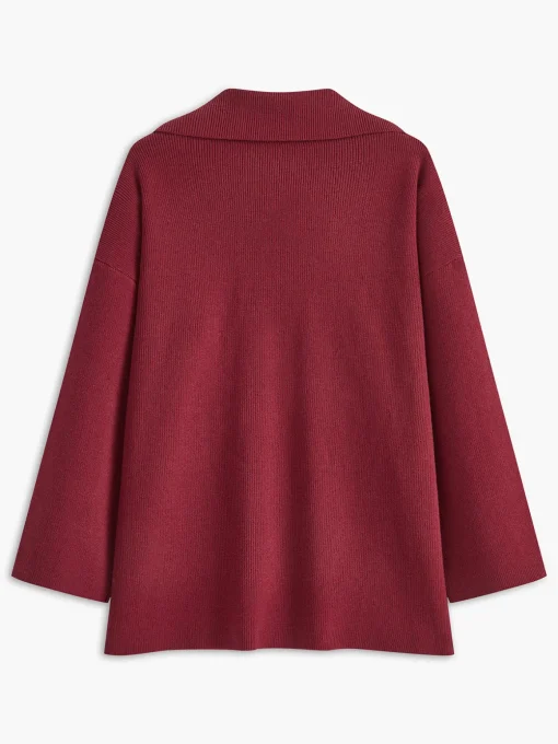 COMMENSE Pants Sets^Drawstring Zipper Sweater Pants Set Burgundy