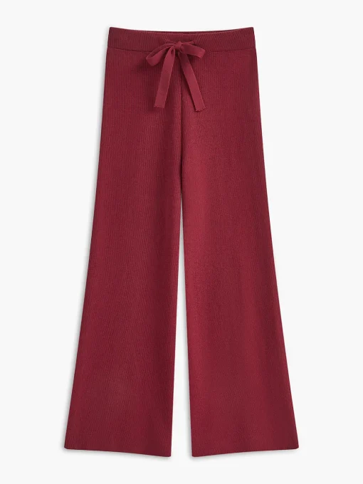 COMMENSE Pants Sets^Drawstring Zipper Sweater Pants Set Burgundy