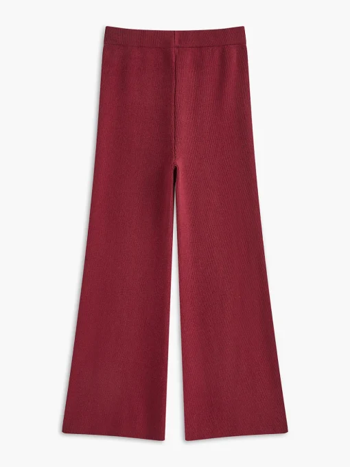 COMMENSE Pants Sets^Drawstring Zipper Sweater Pants Set Burgundy