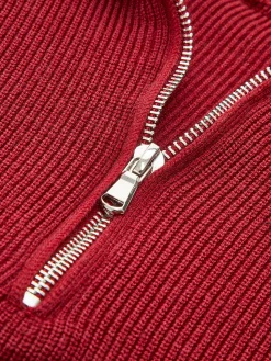 COMMENSE Pants Sets^Drawstring Zipper Sweater Pants Set Burgundy