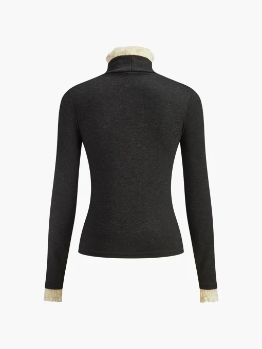 COMMENSE T-shirts|Tops^Elegant Contrast Trim Jersey Top Black