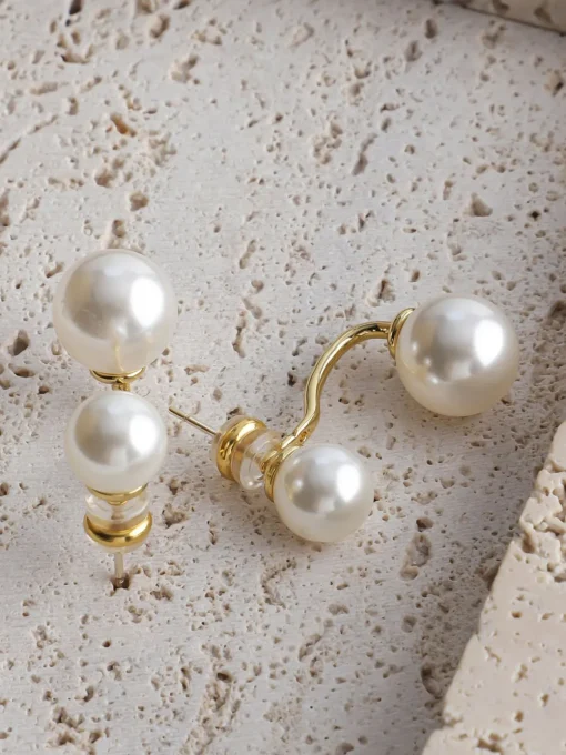 COMMENSE Earrings|Accessories^Elegant Double Pearl Stud Earrings Off-White