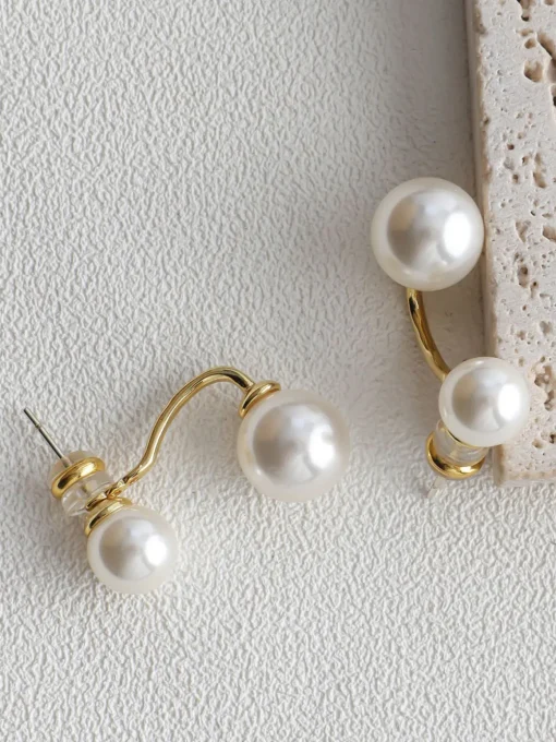 COMMENSE Earrings|Accessories^Elegant Double Pearl Stud Earrings Off-White