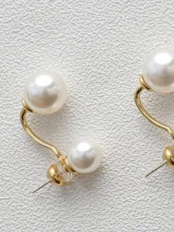 COMMENSE Earrings|Accessories^Elegant Double Pearl Stud Earrings Off-White