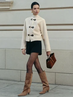 COMMENSE Outerwear|Coats^Elegant Faux Fur Short Coat Beige