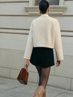 COMMENSE Outerwear|Coats^Elegant Faux Fur Short Coat Beige