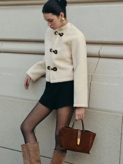 COMMENSE Outerwear|Coats^Elegant Faux Fur Short Coat Beige