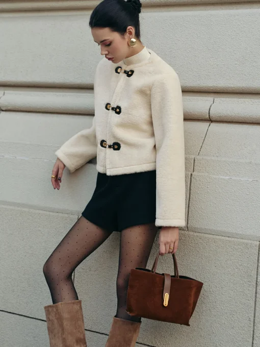 COMMENSE Outerwear|Coats^Elegant Faux Fur Short Coat Beige