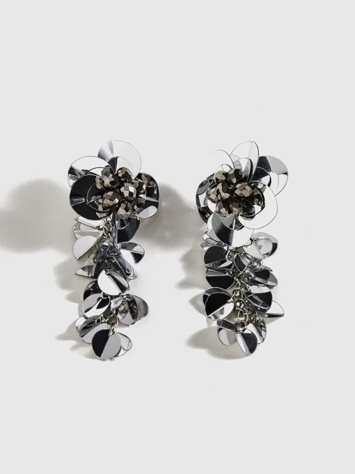 COMMENSE Earrings|Accessories^Elegant Floral Tassel Earrings Silver