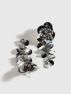 COMMENSE Earrings|Accessories^Elegant Floral Tassel Earrings Silver