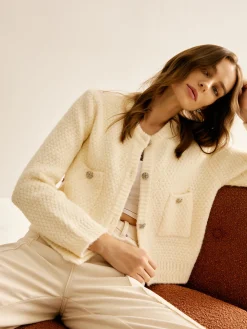 COMMENSE Cardigans|Sweaters & Cardigans^Elegant Metal Button Cardigan Off-White