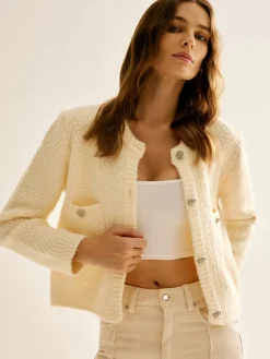 COMMENSE Cardigans|Sweaters & Cardigans^Elegant Metal Button Cardigan Off-White
