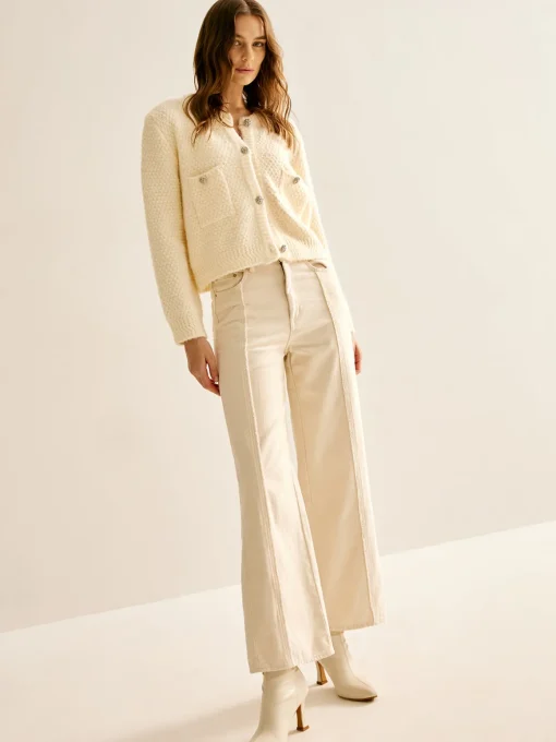 COMMENSE Cardigans|Sweaters & Cardigans^Elegant Metal Button Cardigan Off-White