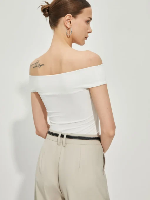 COMMENSE T-shirts|Tops^Elegant Off-Shoulder T-Shirts White