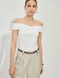 COMMENSE T-shirts|Tops^Elegant Off-Shoulder T-Shirts White