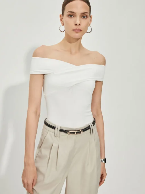 COMMENSE T-shirts|Tops^Elegant Off-Shoulder T-Shirts White