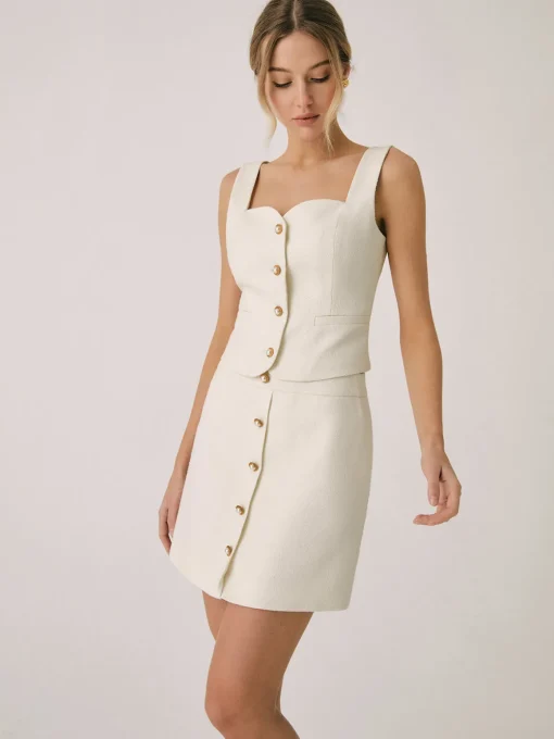 COMMENSE Skirts|Matching Sets^Elegant Pearl Buckle Mini Skirt Off-White