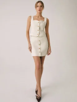 COMMENSE Skirts|Matching Sets^Elegant Pearl Buckle Mini Skirt Off-White