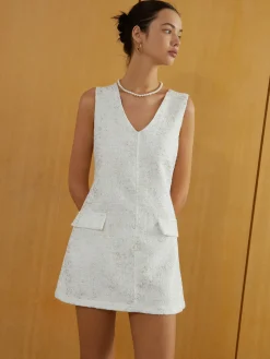 COMMENSE White Dresses|Casual Dresses^Elegant Sleeveless V-Neck Short Dress White