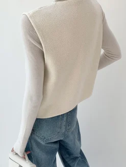 COMMENSE Sweater Vests|Sweaters & Cardigans^Elegant Split Sweater Vest Off-White