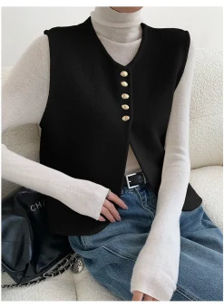 COMMENSE Sweater Vests|Sweaters & Cardigans^Elegant Split Sweater Vest Off-White
