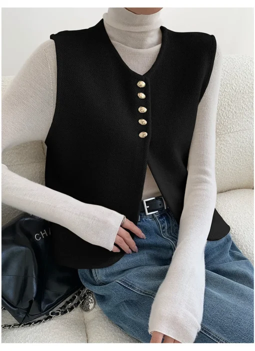 COMMENSE Sweater Vests|Sweaters & Cardigans^Elegant Split Sweater Vest Off-White