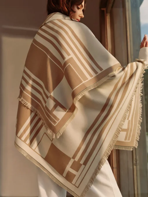 COMMENSE Accessories^Elegant Tassel Warm Scarf Khaki