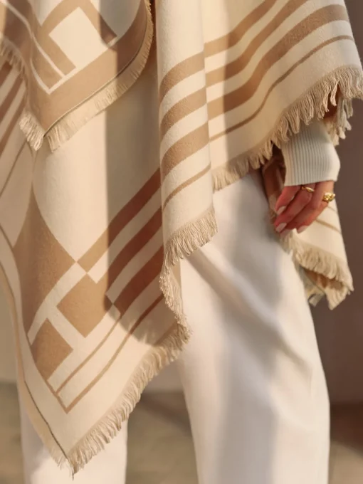COMMENSE Accessories^Elegant Tassel Warm Scarf Khaki