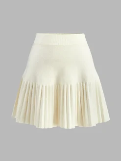 COMMENSE Skirts|Knitwear^Elegant Umbrella-Shape Knit Skirt Apricot