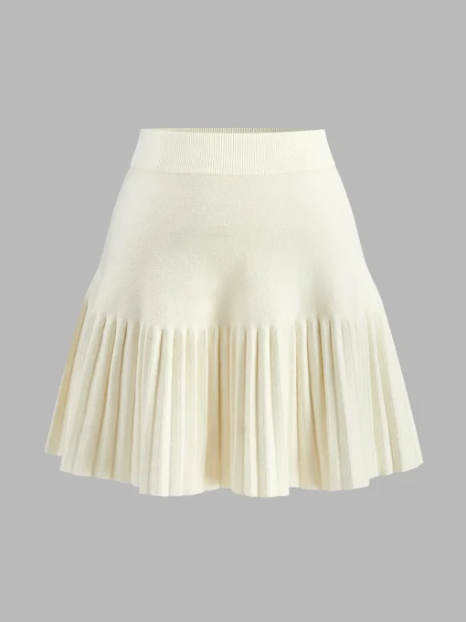 COMMENSE Skirts|Knitwear^Elegant Umbrella-Shape Knit Skirt Apricot