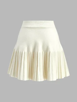 COMMENSE Skirts|Knitwear^Elegant Umbrella-Shape Knit Skirt Apricot