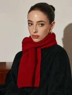COMMENSE Accessories^Elegant Wool Scarf Red