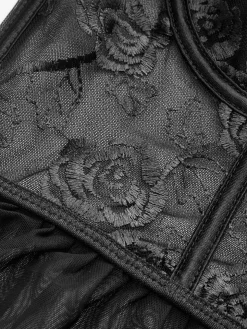 COMMENSE Tops^Embroidered Floral Ruffle Lace Cami Top Black