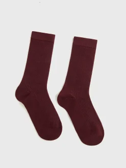 COMMENSE Socks & Tights|Accessories^Essential Cotton Soft Socks Burgundy