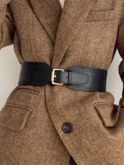 COMMENSE Belts & Chain|Accessories^Faux Leather Buckle Corset Belt Black