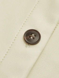COMMENSE Blouses & Shirts|Tops^Faux Leather Button Polo Shirt Without Belt Off-White