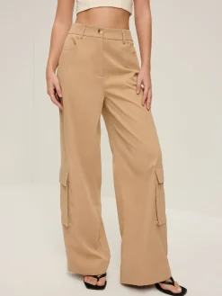 COMMENSE Pants|Bottoms^Flap Pockets Wide-Leg Pants Beige