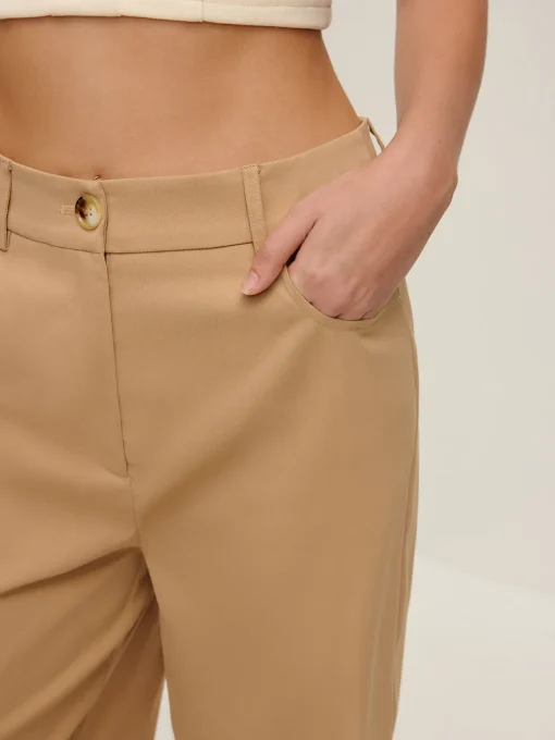 COMMENSE Pants|Bottoms^Flap Pockets Wide-Leg Pants Beige