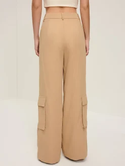 COMMENSE Pants|Bottoms^Flap Pockets Wide-Leg Pants Beige