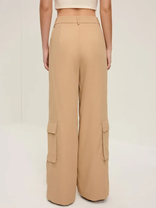 COMMENSE Pants|Bottoms^Flap Pockets Wide-Leg Pants Beige