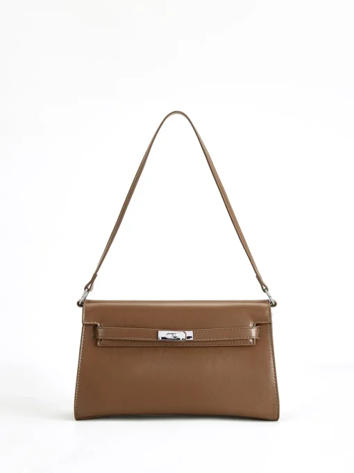 COMMENSE Bags|Accessories^Flap Soft-Buckle Tote Bag Brown