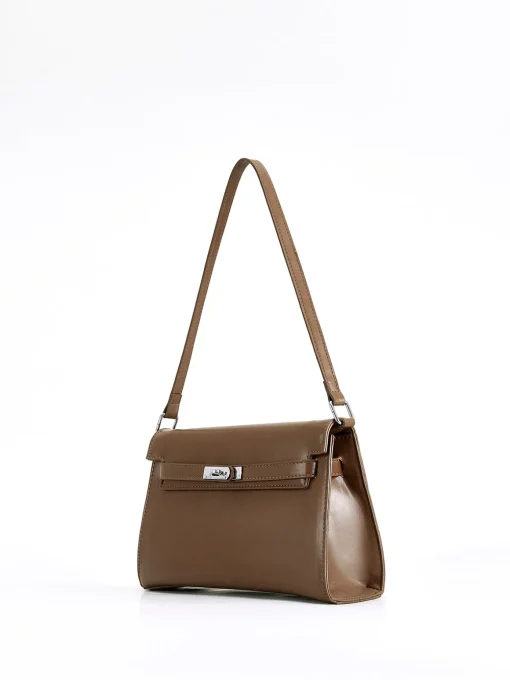 COMMENSE Bags|Accessories^Flap Soft-Buckle Tote Bag Brown