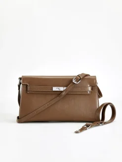 COMMENSE Bags|Accessories^Flap Soft-Buckle Tote Bag Brown