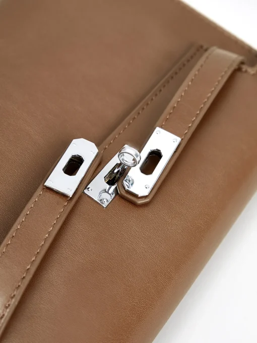 COMMENSE Bags|Accessories^Flap Soft-Buckle Tote Bag Brown