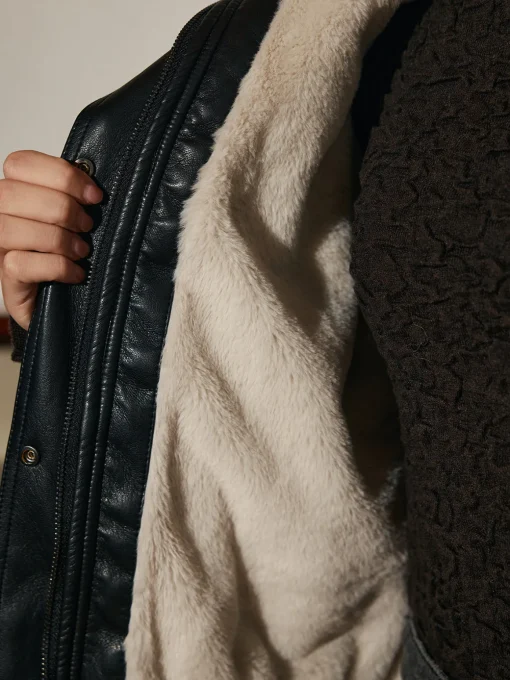 COMMENSE Outerwear|Coats^Fleece Lined Faux Leather Zipper Coat Burgundy
